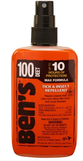 100 Max Deet Tick & Insect Repellent Spray 3.4oz