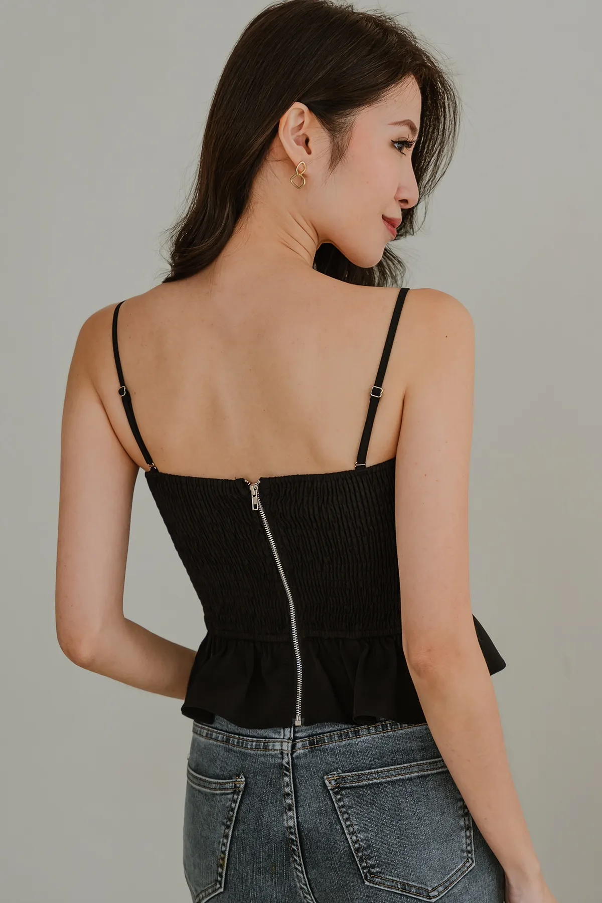 Briston Bustier Peplum Top (Black)