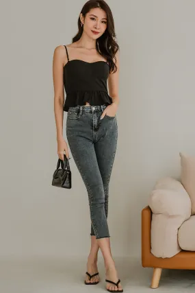 Briston Bustier Peplum Top (Black)