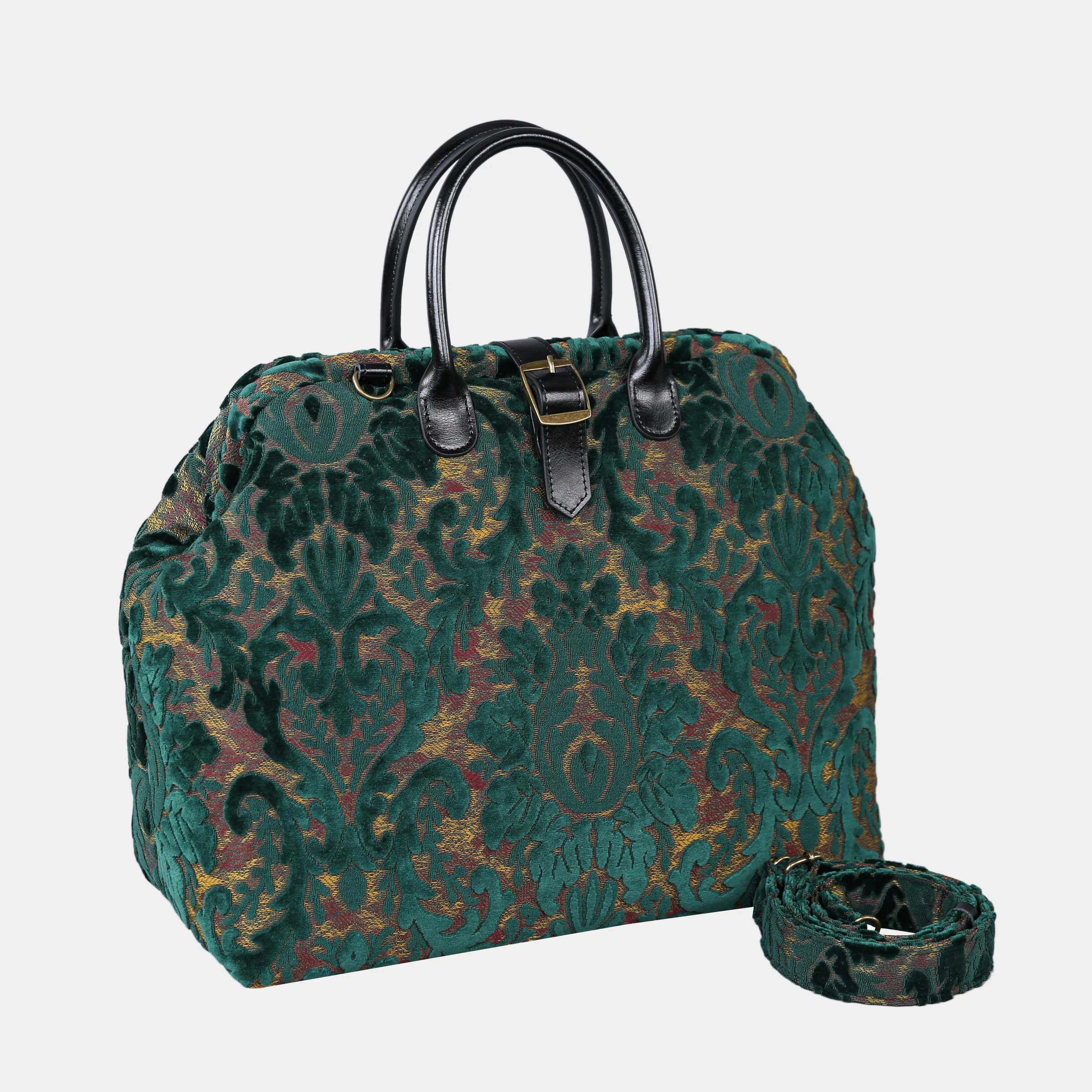 Burnout Velvet Jade Green Carpet Handbag Weekender