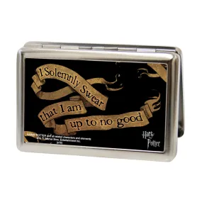 Business Card Holder - LARGE - Harry Potter I SOLEMNLY SWEAR THAT I AM UP TO NO GOOD Banner FCG Black Tan