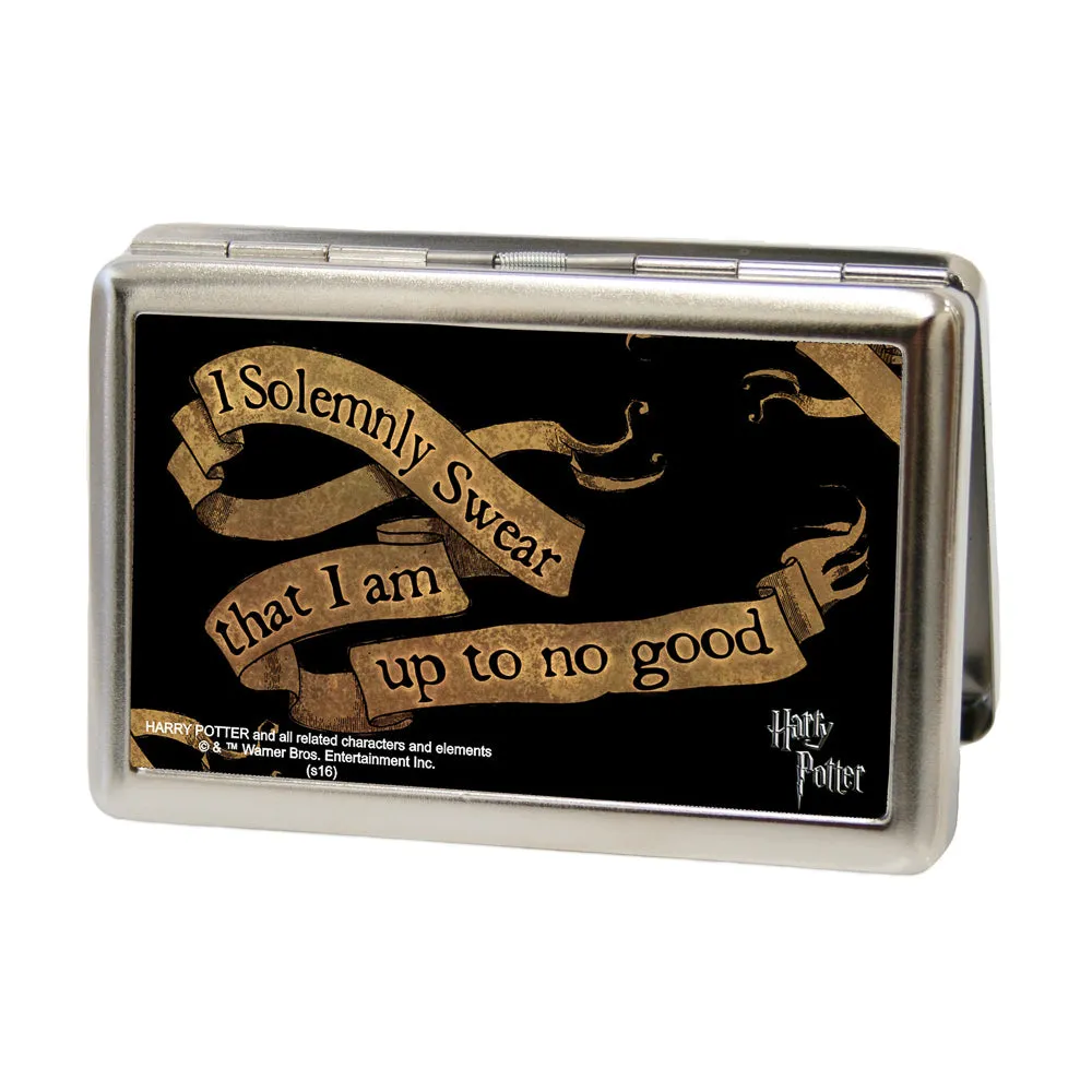 Business Card Holder - LARGE - Harry Potter I SOLEMNLY SWEAR THAT I AM UP TO NO GOOD Banner FCG Black Tan