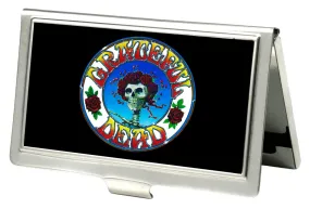 Business Card Holder - SMALL - Skull & Roses Circle FCG Black Color