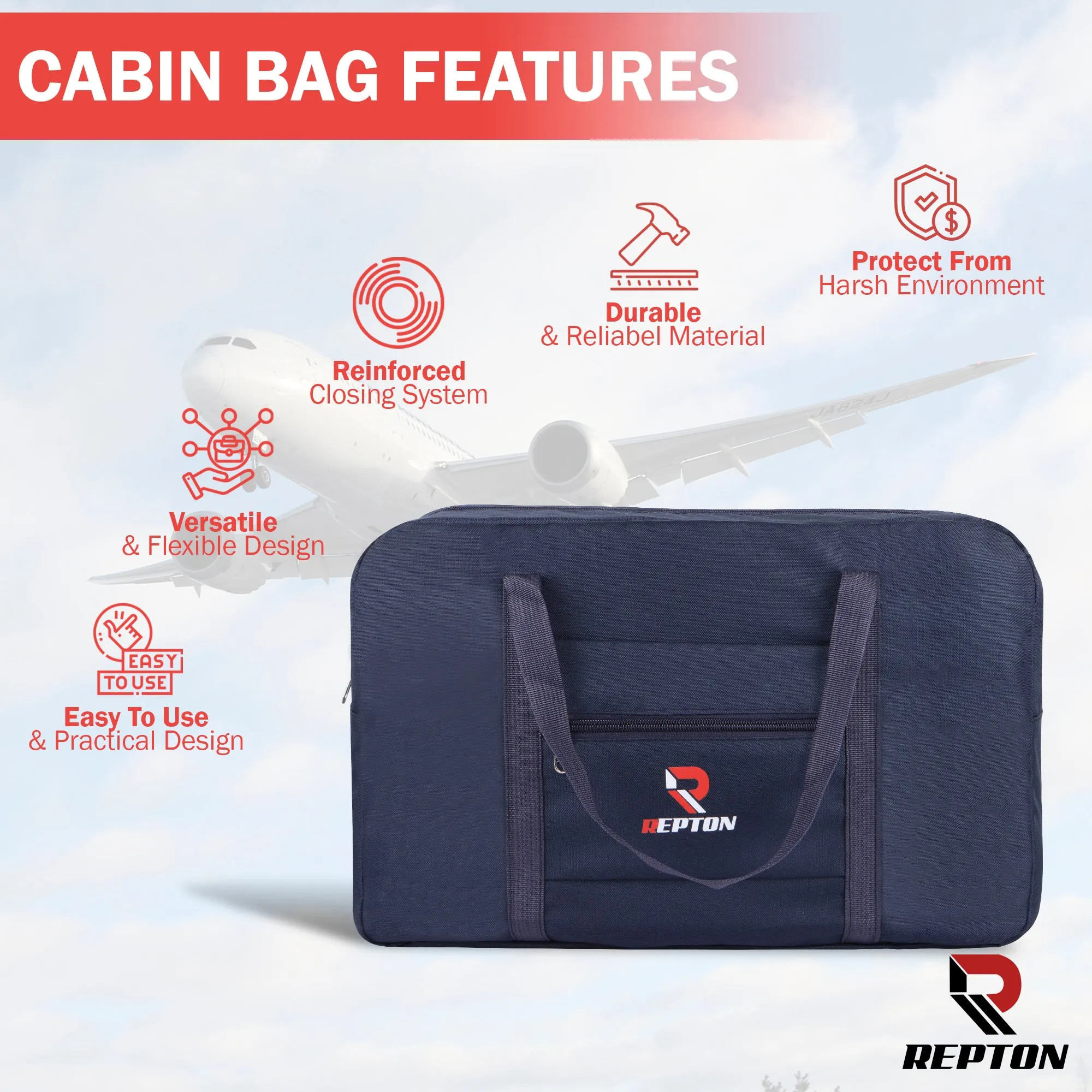Cabin Bag 45x36x20 | Airlines Underseat Travel Bag Holdall Bag | Carry on Hand Luggage Weekend Bag for Men & Women