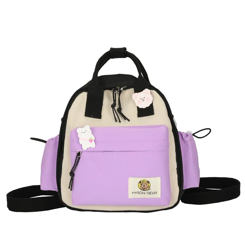 Christmas Gift Cute contrast color small backpack Mini schoolbags for school young female students Waterproof nylon travel backpack fashion