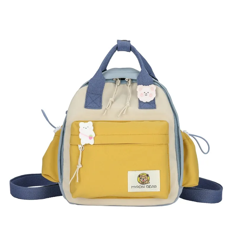 Christmas Gift Cute contrast color small backpack Mini schoolbags for school young female students Waterproof nylon travel backpack fashion