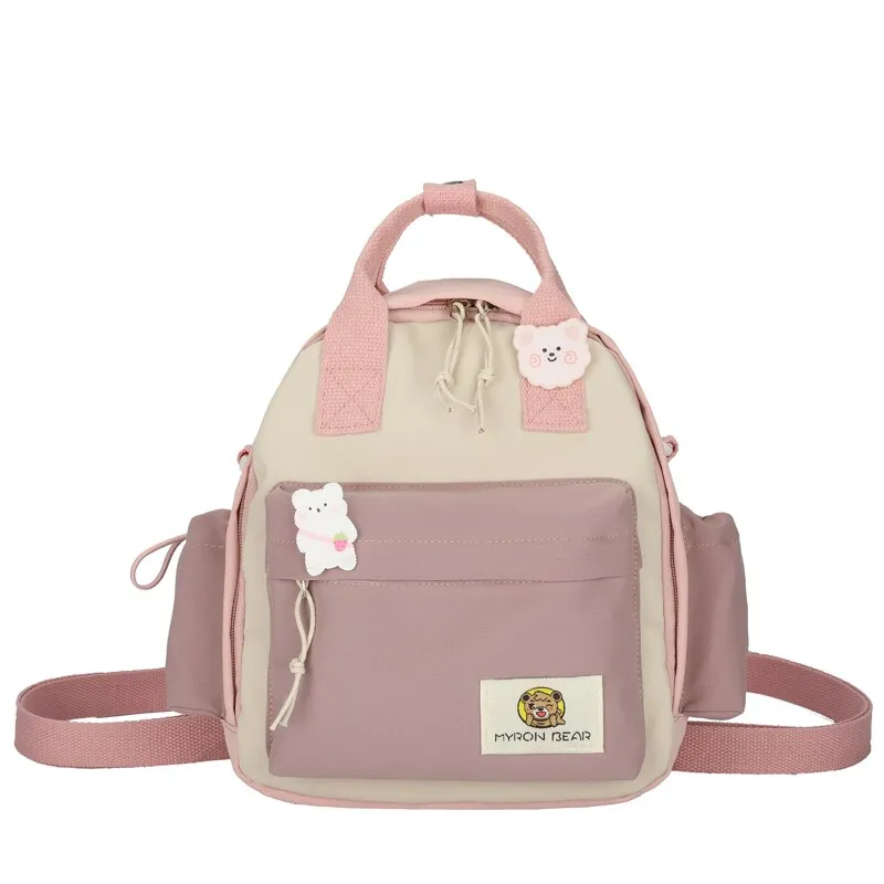 Christmas Gift Cute contrast color small backpack Mini schoolbags for school young female students Waterproof nylon travel backpack fashion