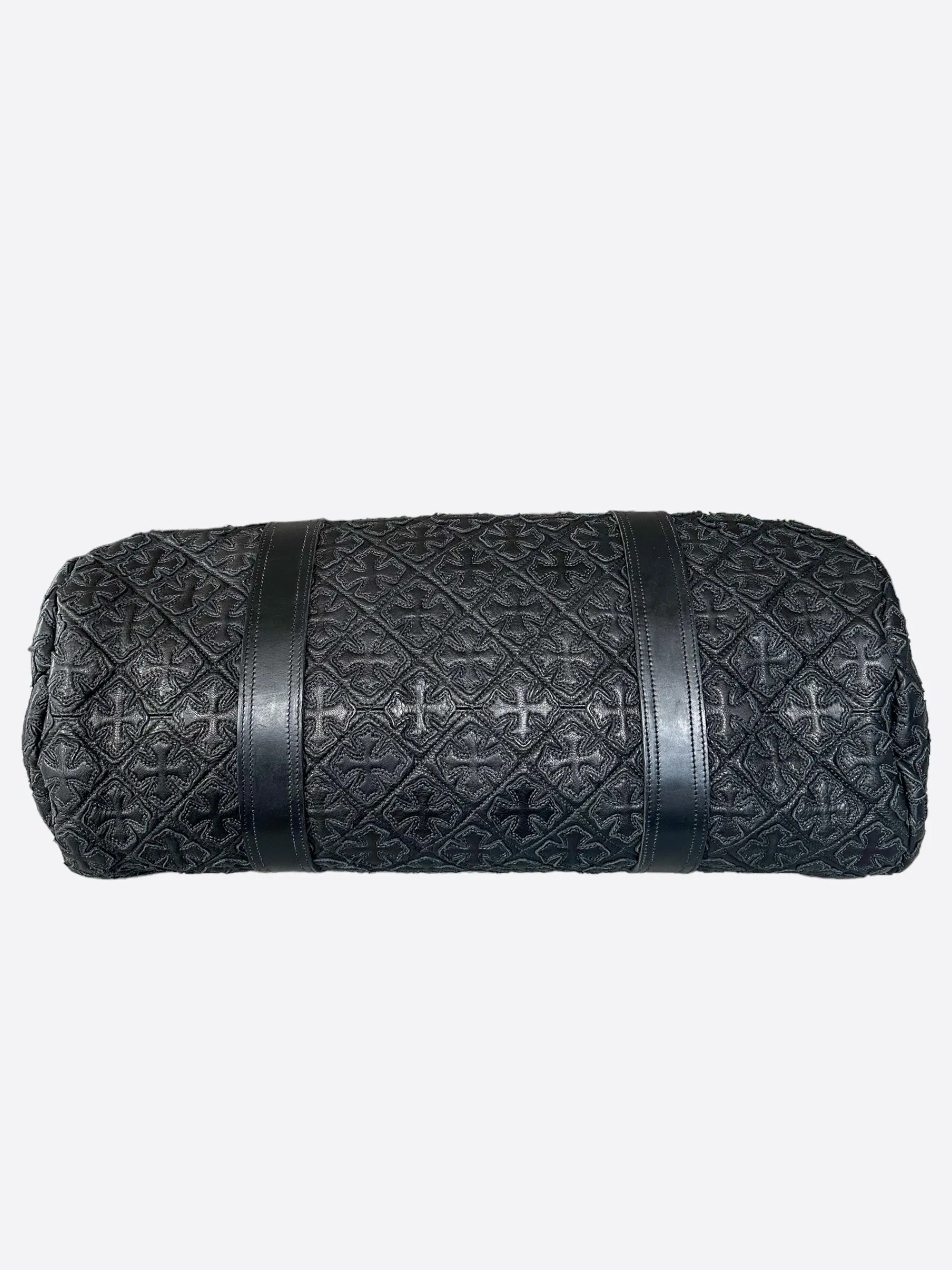Chrome Hearts Black Cross Patch Leather Duffel Bag