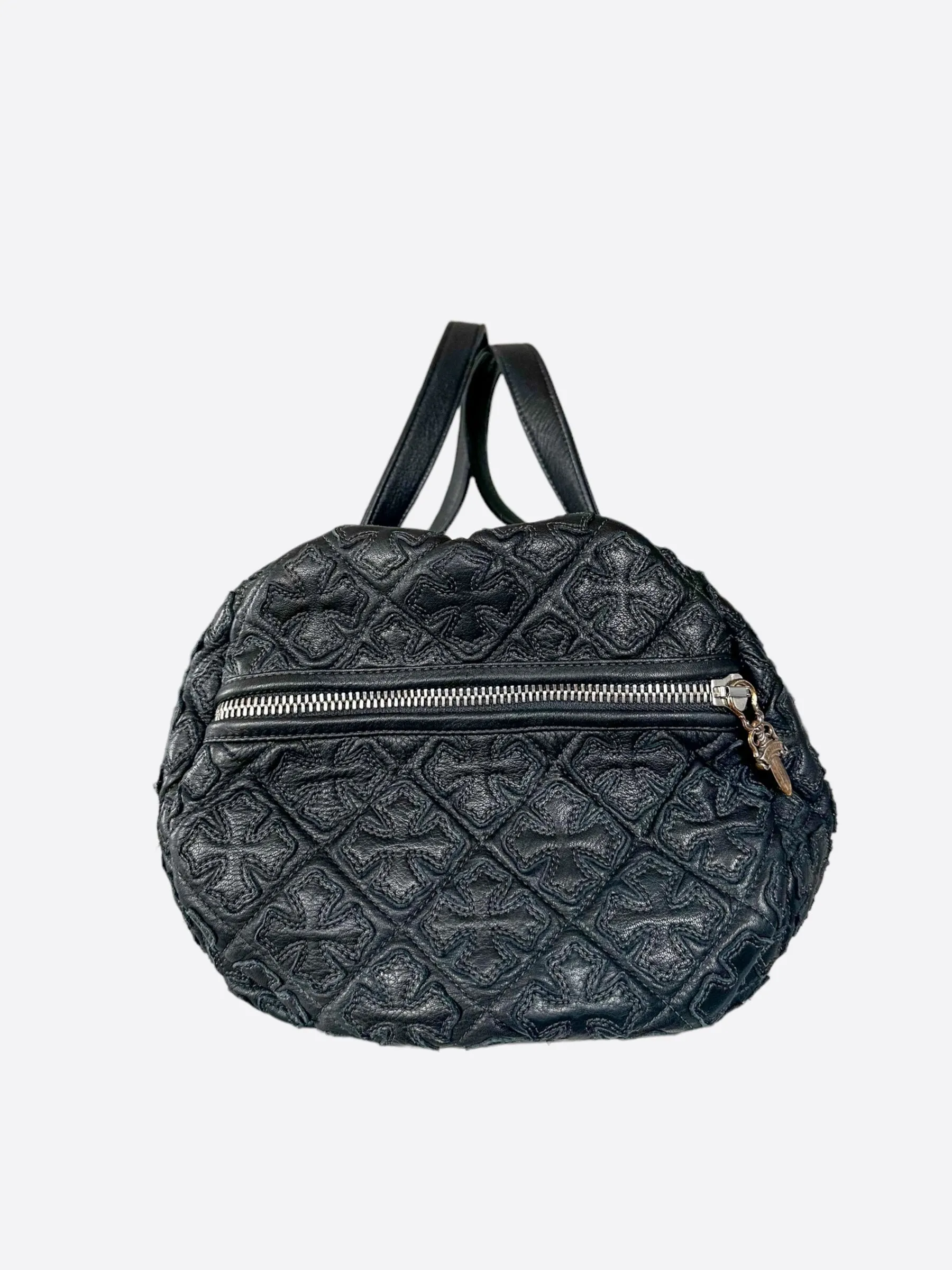 Chrome Hearts Black Cross Patch Leather Duffel Bag