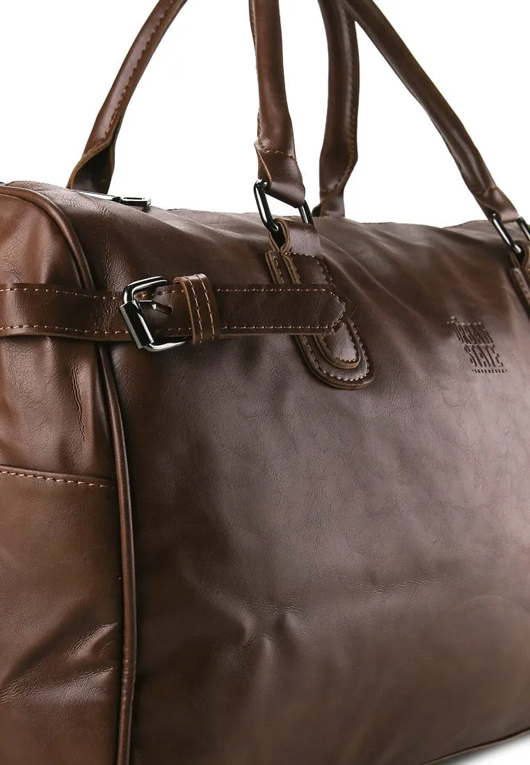 Distressed Leather Expedition Duffel Bag - Camel