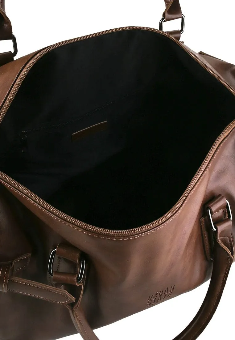 Distressed Leather Expedition Duffel Bag - Camel