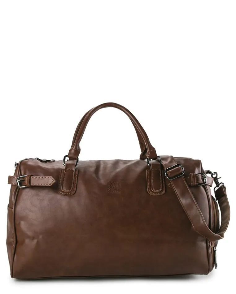 Distressed Leather Expedition Duffel Bag - Camel