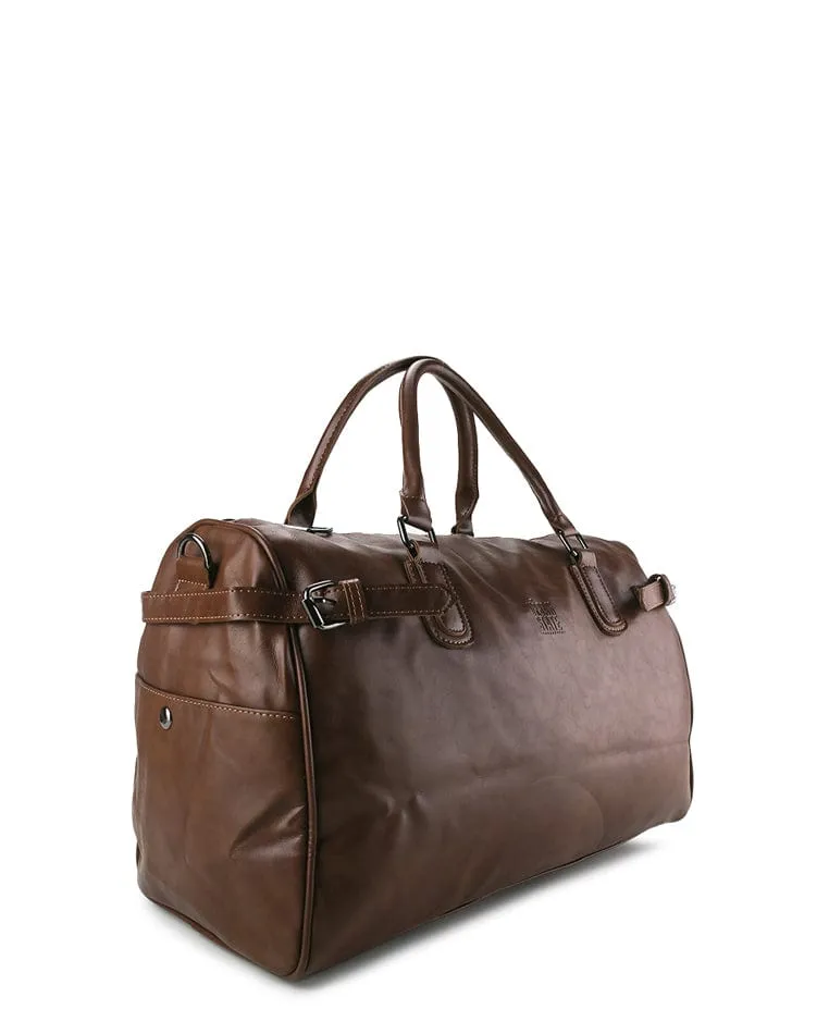 Distressed Leather Expedition Duffel Bag - Camel