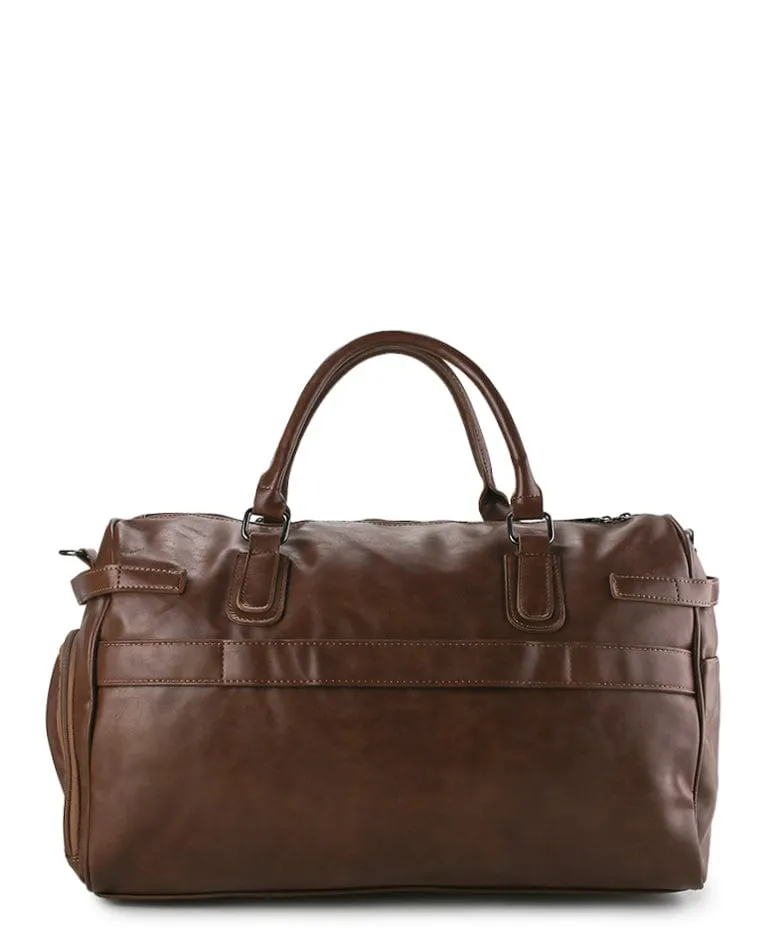 Distressed Leather Expedition Duffel Bag - Camel