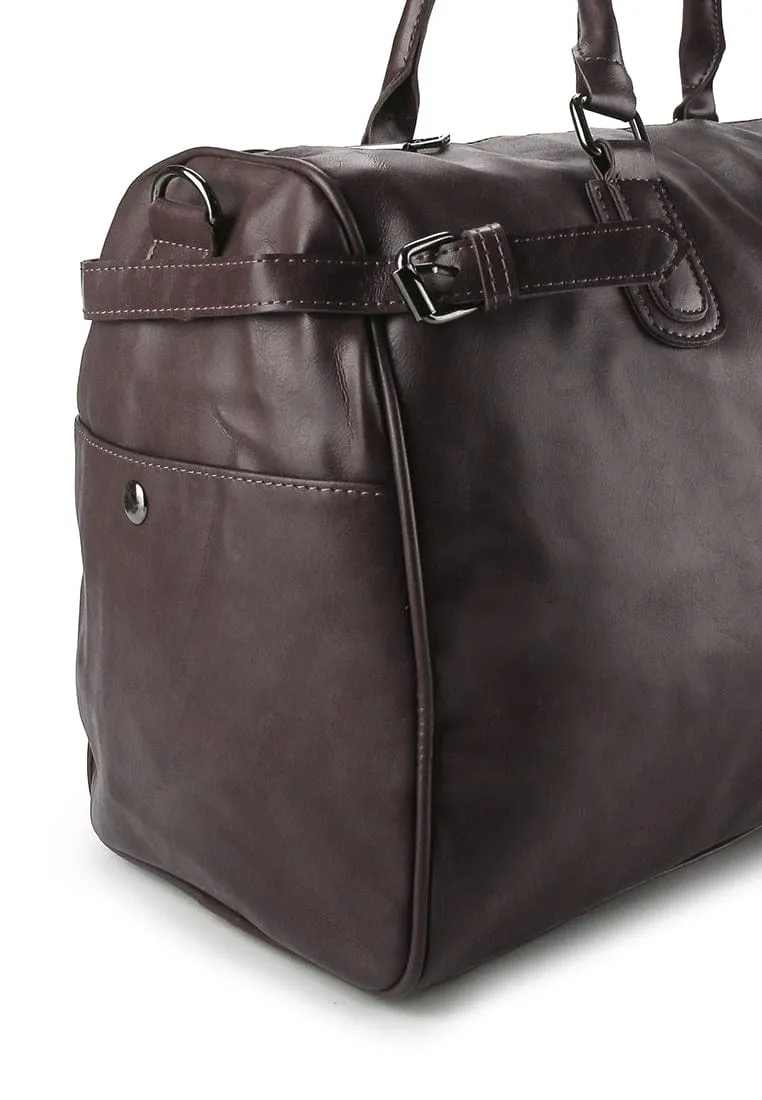 Distressed Leather Expedition Duffel Bag - Dark Brown