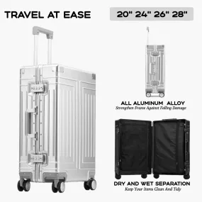 Durable Aluminum Luggage Set – Cabin Carry-On Suitcase with Wheels