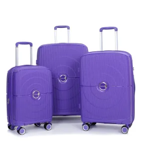 Expandable Hardshell Suitcase Double Spinner Wheels Pp Luggage Sets Lightweight Durable Suitcase With Tsa Lock, 3 Piece Set - Purple