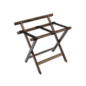 Forbes Industries 932-DO 24"Oak Luggage Rack, Dark finish, With Back Bar and Brown Poly Straps