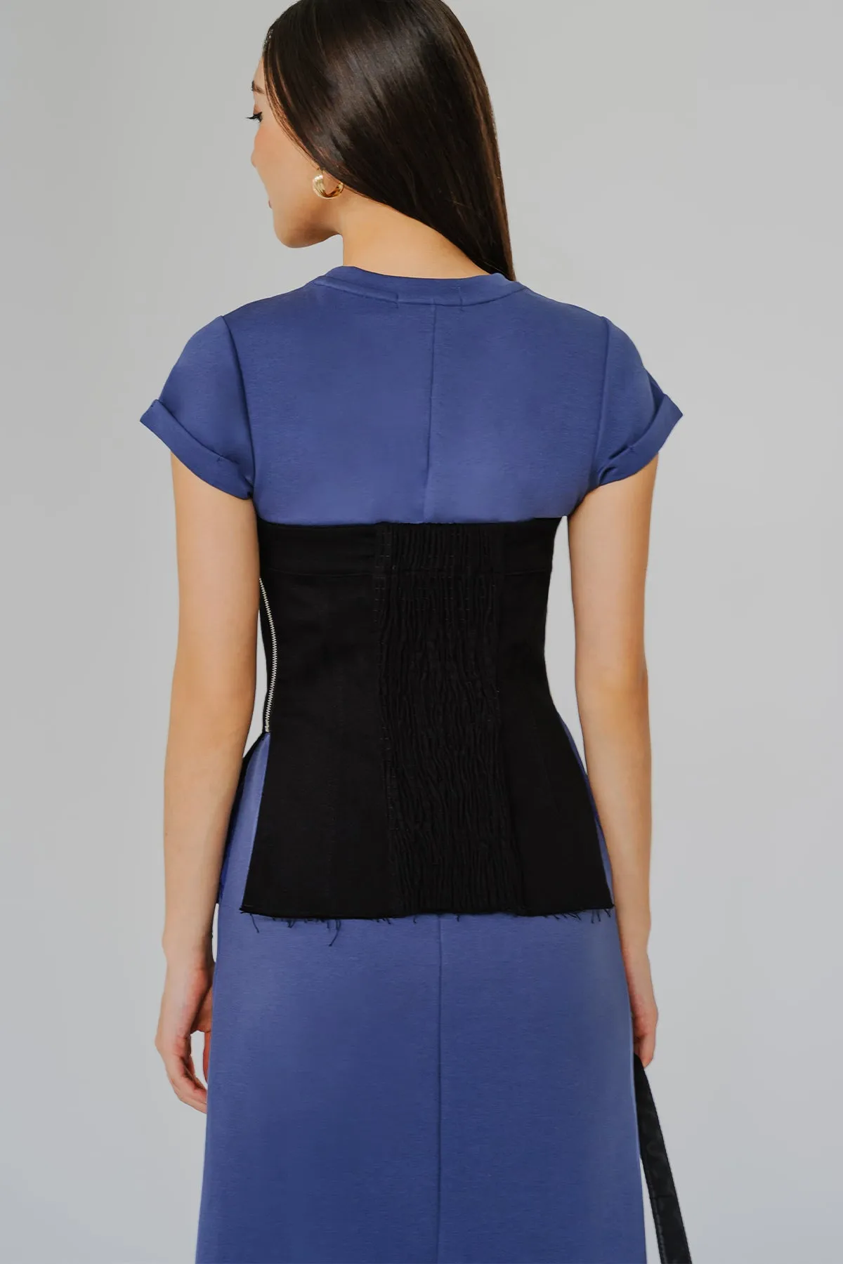 Fray Denim Bandeau Top (Black)
