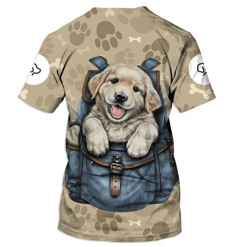 Golden Retriever In Backpacks Shirt 3D Full Printing for Dog Mom Dad lovers
