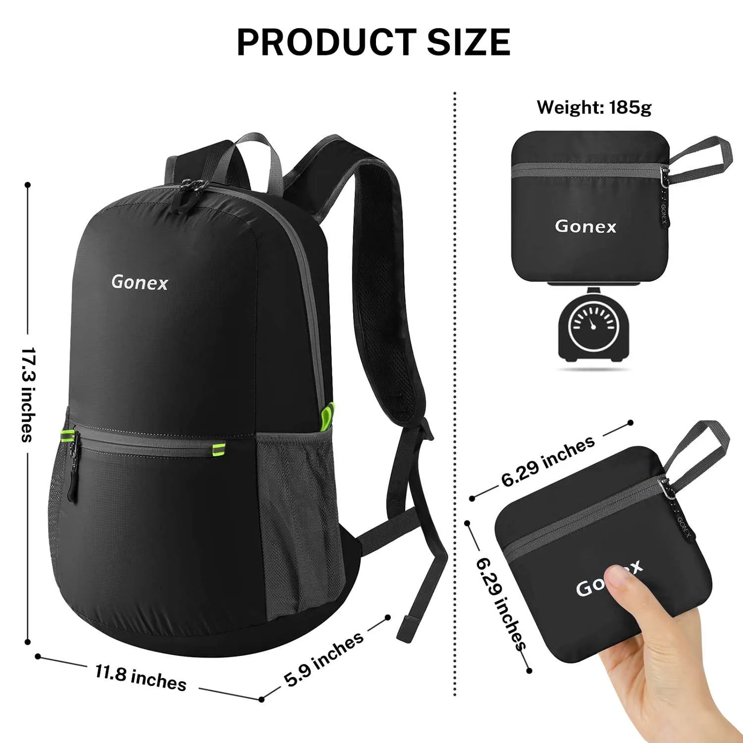 Gonex 20L Lightweight Packable Hiking Backpack Handy Daypack