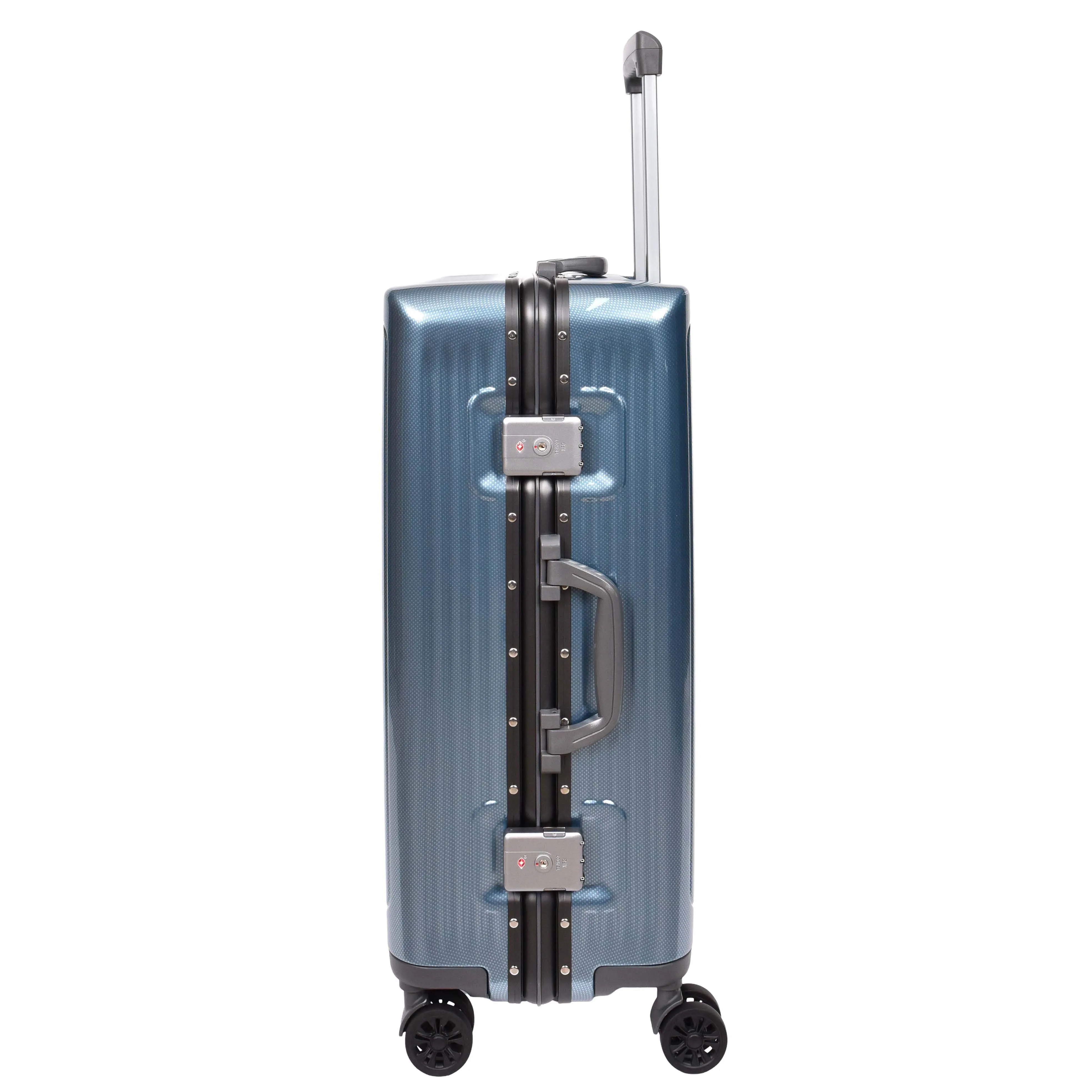 Hard side Spinner Luggage 8 Wheels Dual TSA Latch Metal Frame Suitcases Metatron Blue