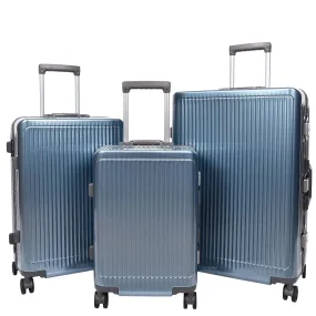 Hard side Spinner Luggage 8 Wheels Dual TSA Latch Metal Frame Suitcases Metatron Blue