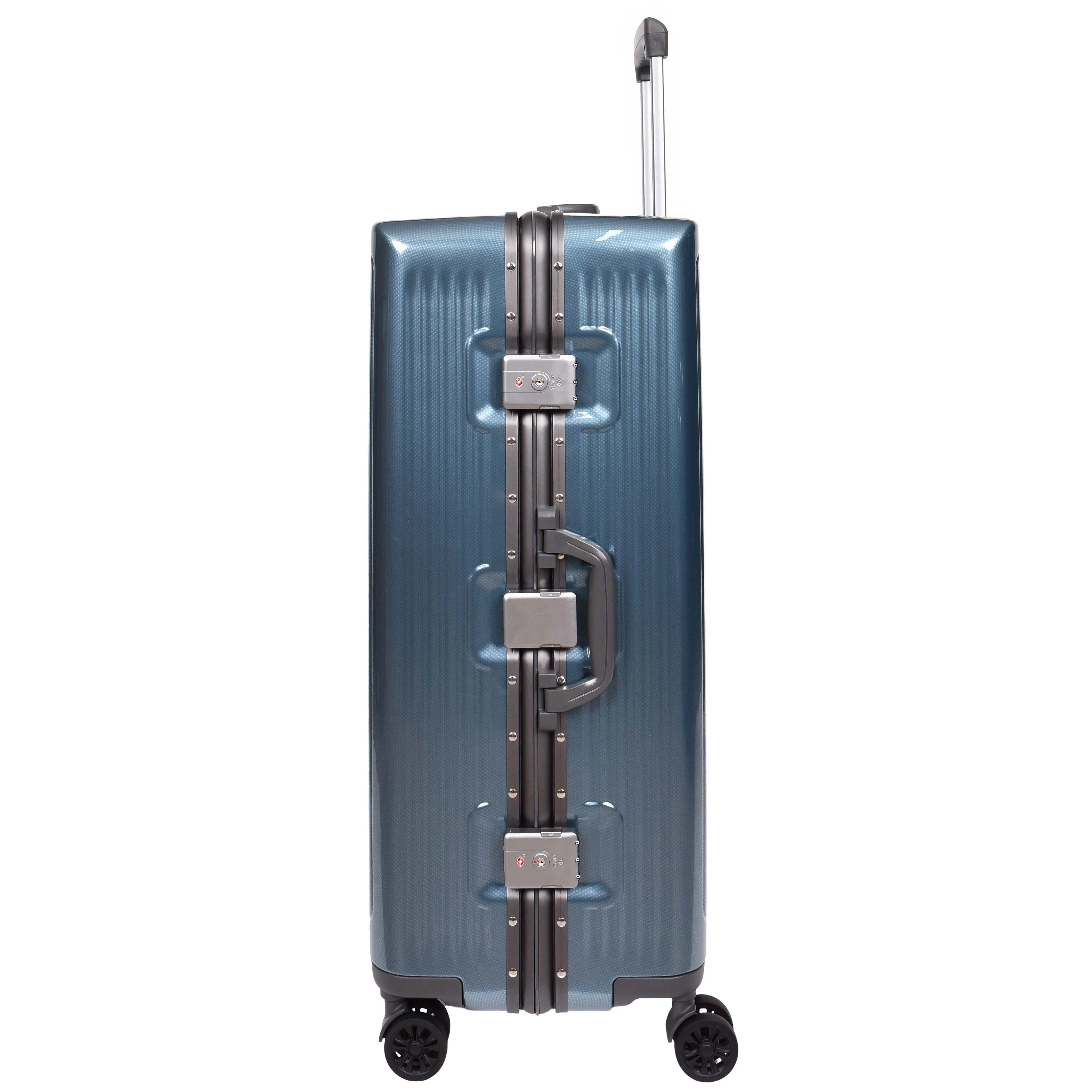 Hard side Spinner Luggage 8 Wheels Dual TSA Latch Metal Frame Suitcases Metatron Blue