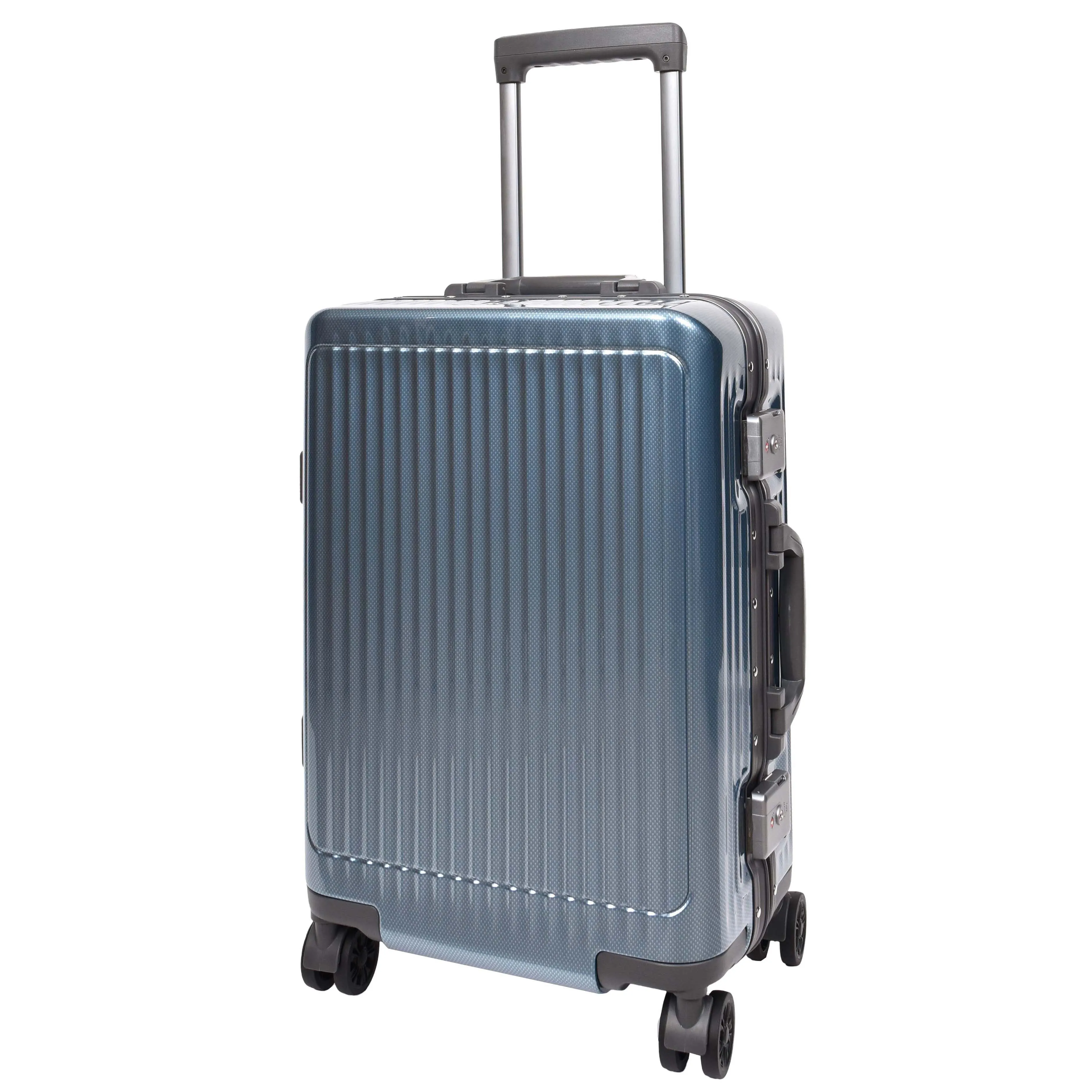 Hard side Spinner Luggage 8 Wheels Dual TSA Latch Metal Frame Suitcases Metatron Blue