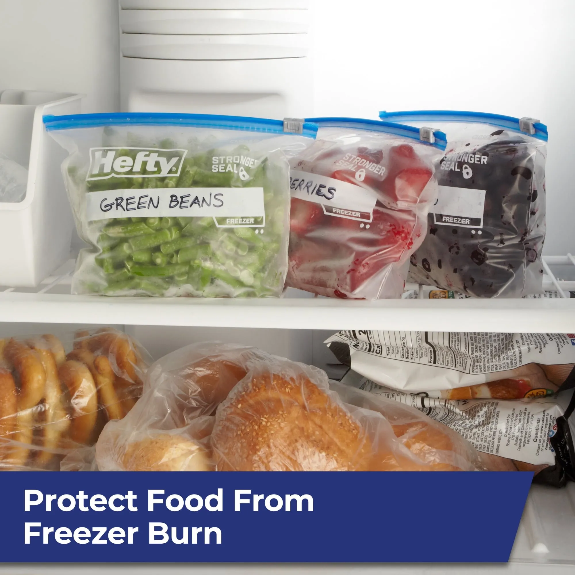 Hefty Slider Freezer Kitchen Storage Bags, Quart Size, 25 Count