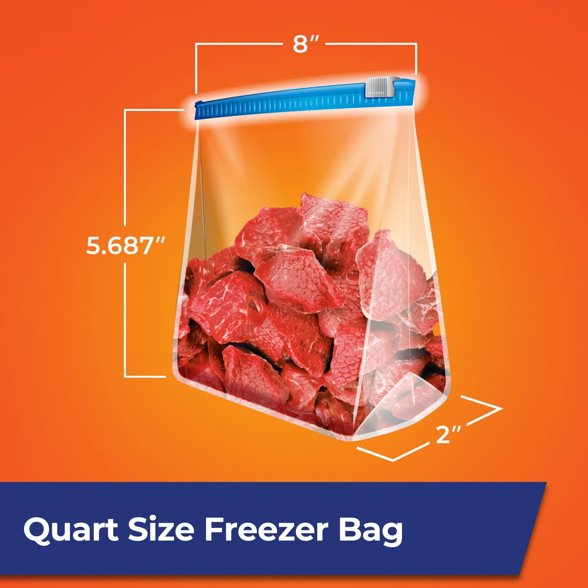 Hefty Slider Freezer Kitchen Storage Bags, Quart Size, 25 Count