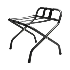Hospitality 1 Source LRBRSTBL Standard Metal Luggage Rack w/ Backrest — Black Case Pack of 4 Pieces