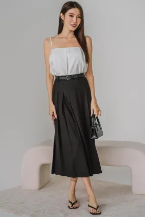 Lighthouse Pleat Skirt with Belt (Black)
