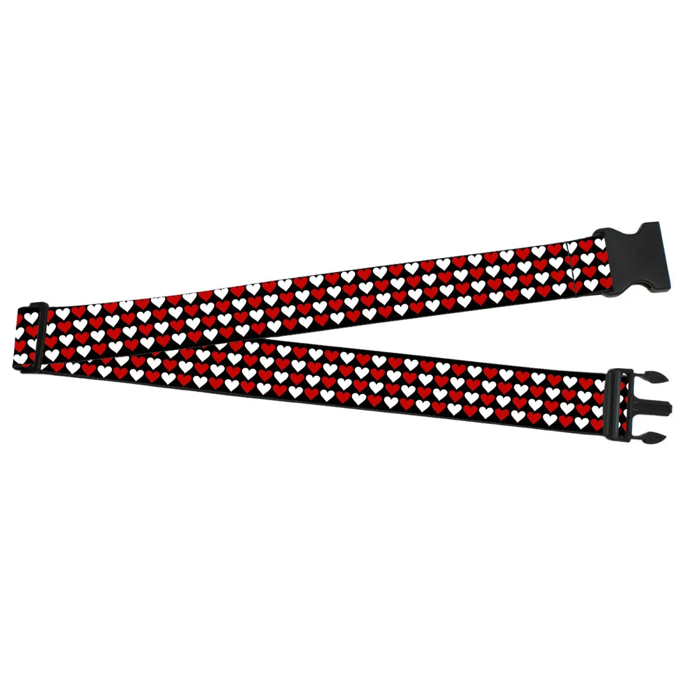 Luggage Strap - 2.0" - Mini Hearts Black/Red/White