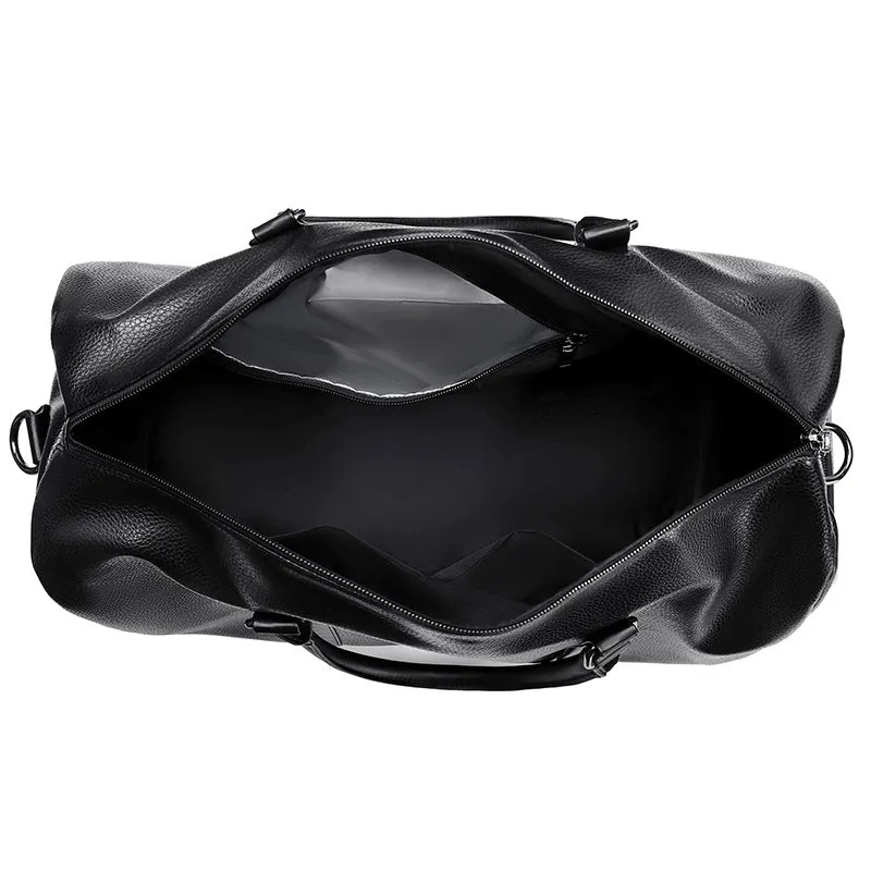Men's Fashion Solid Color Pu Leather Waterproof Travel Bags