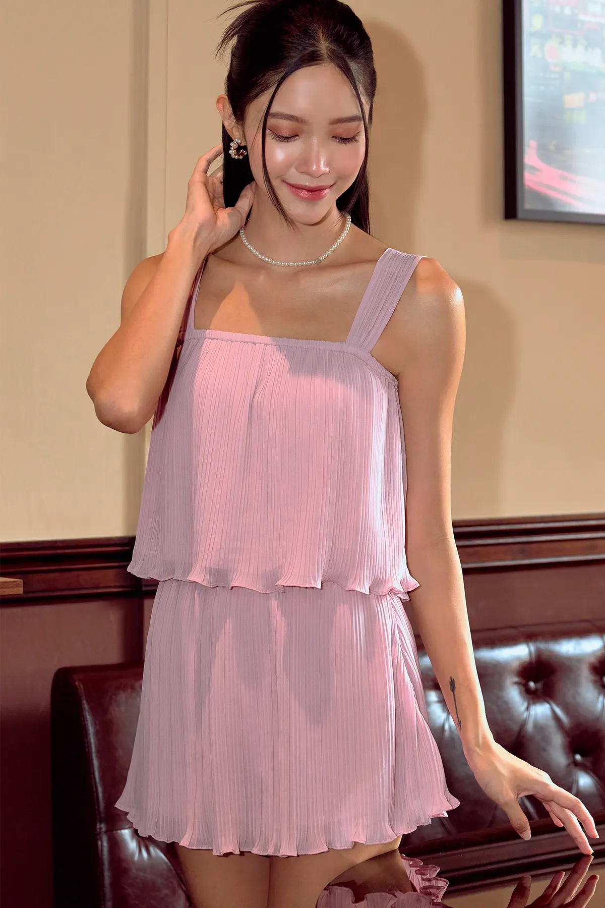 Mon Chéri Pleat Top (Tea Rose)