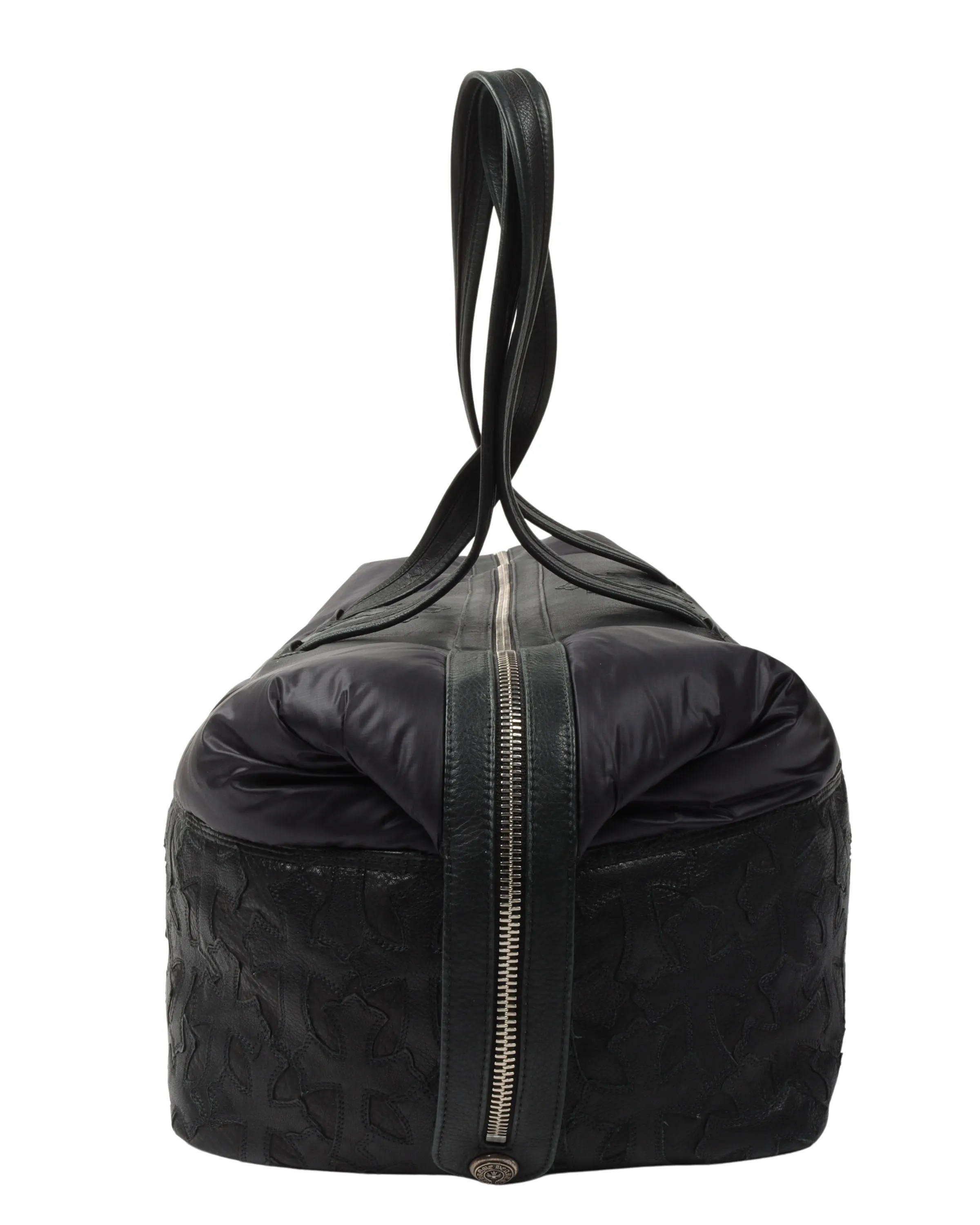 Nylon & Leather Cross Patch Duffel Bag