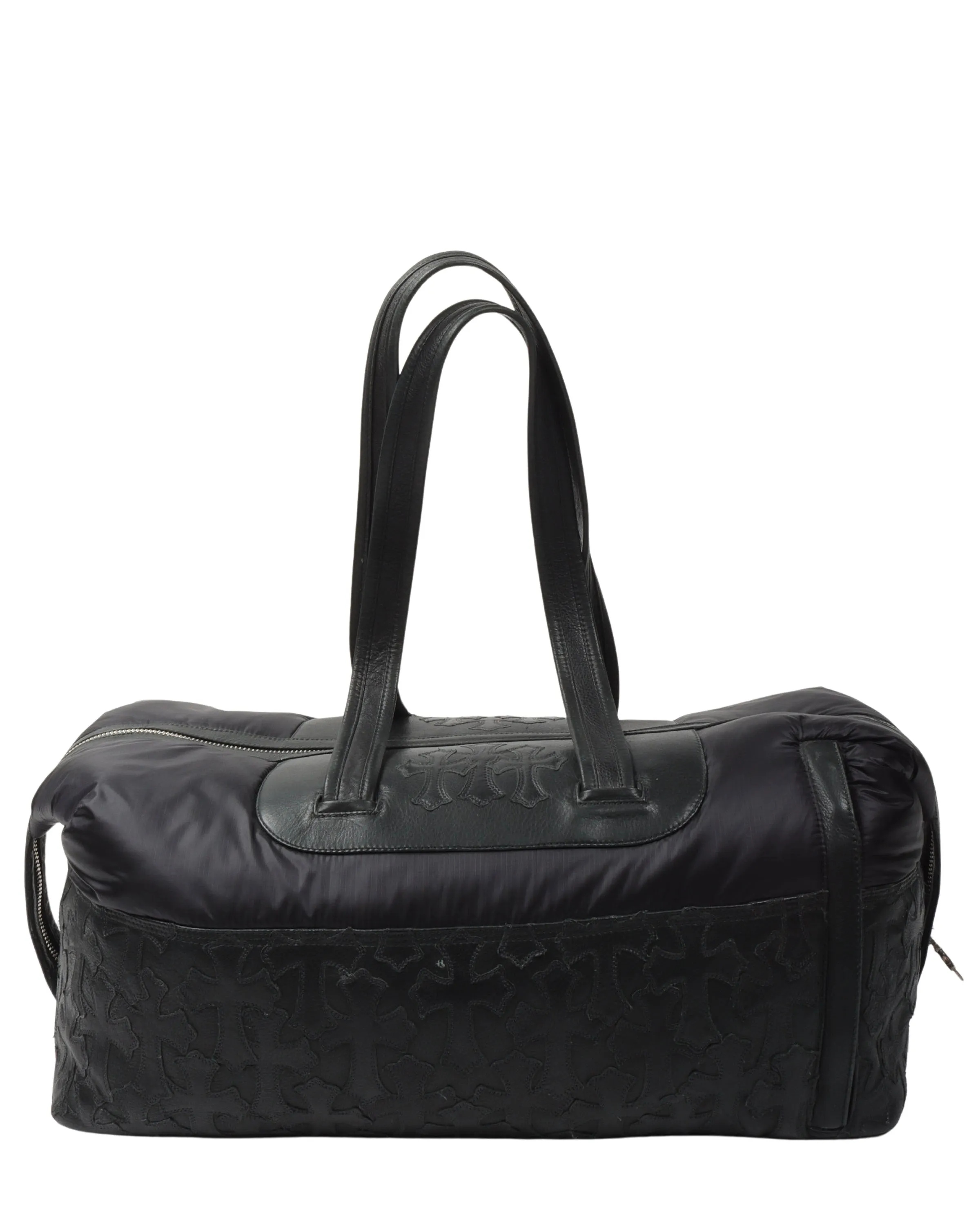 Nylon & Leather Cross Patch Duffel Bag