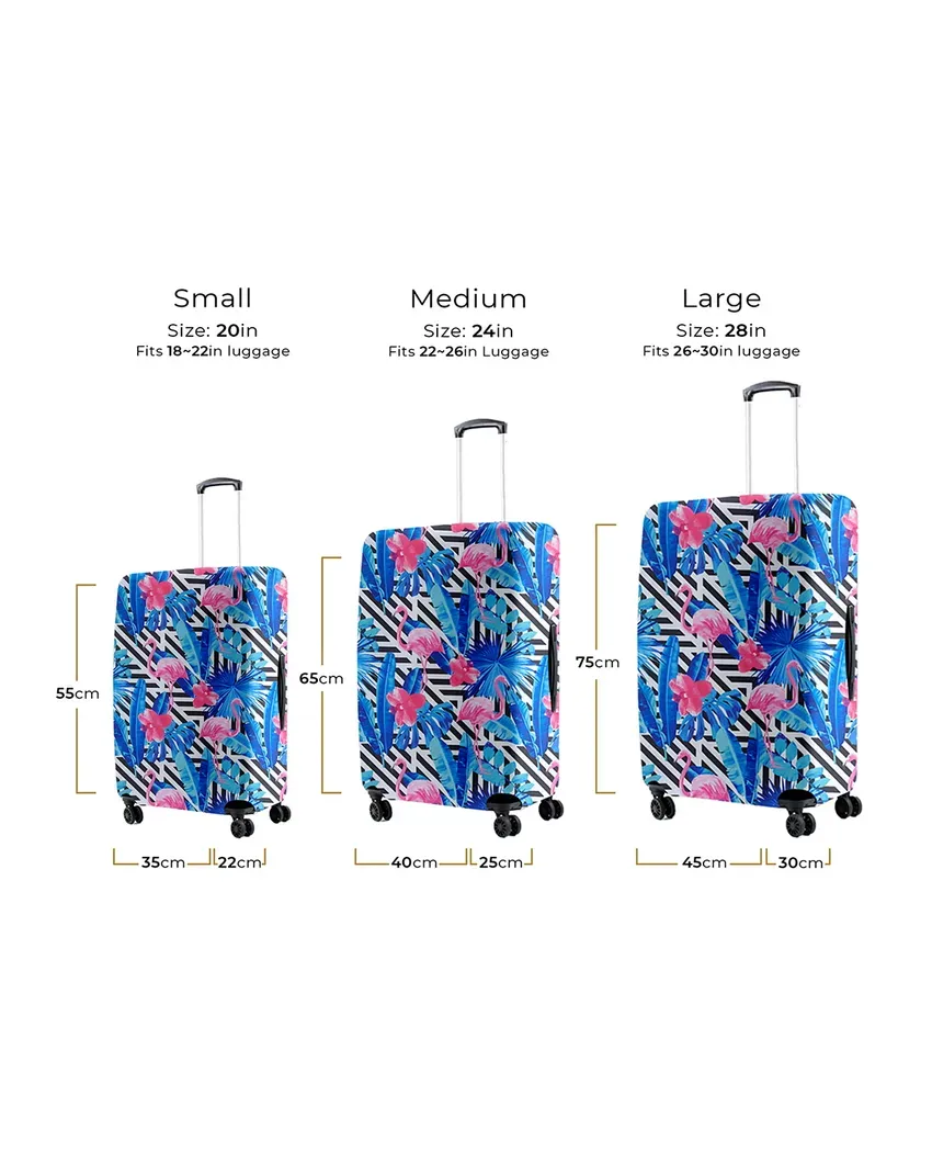 ONLY LUGGAGE COVER | Dark Blue Polyester Stretchable Printed Protective Luggage Bag Cover