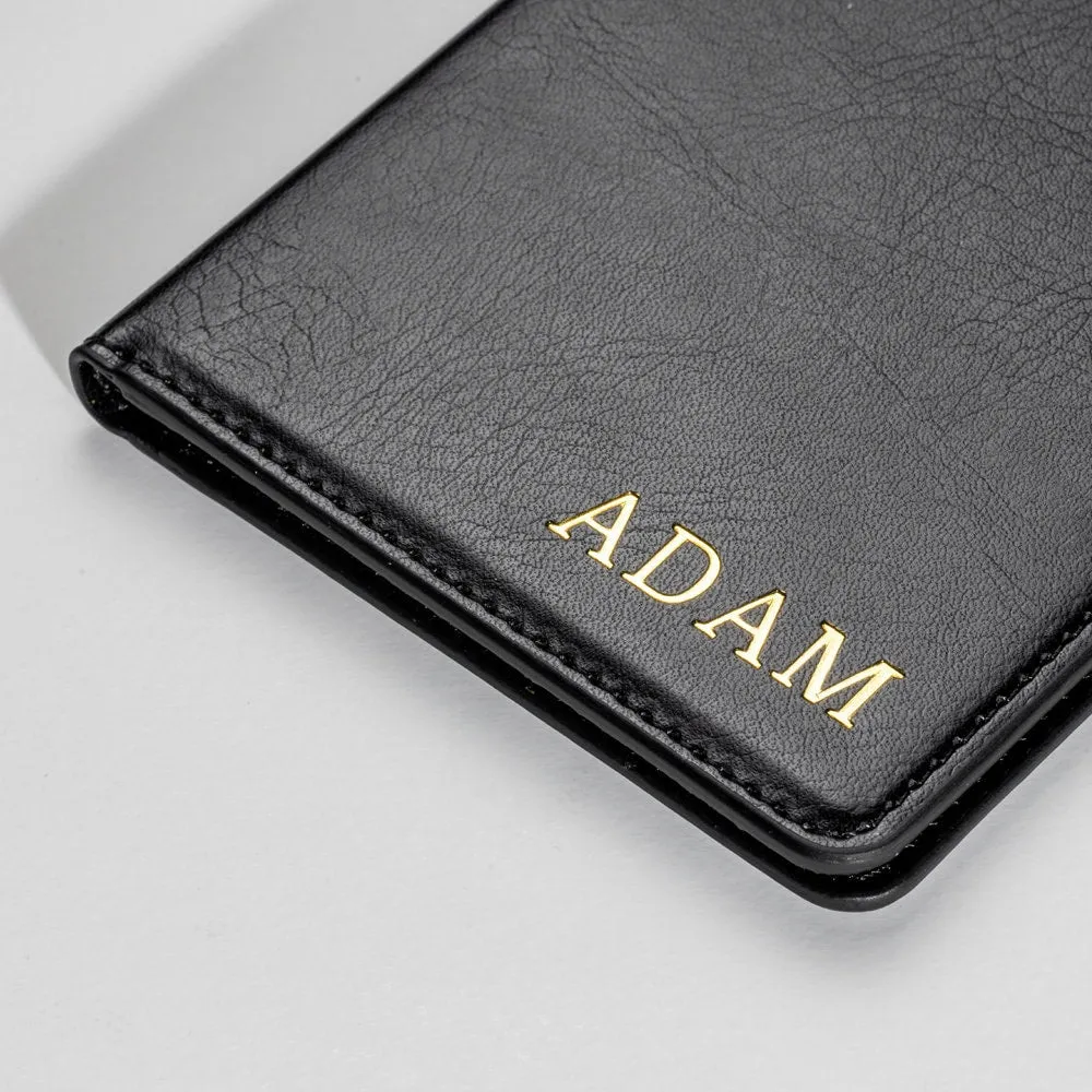 Personalized Premium Passport Holder & Luggage Tag (BLACK)