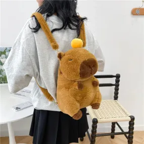 Plush Backpack Capybara Kawaii Fashion Plushie Doll Fur Bag Children's Shoulder Bag Mini Knapsack