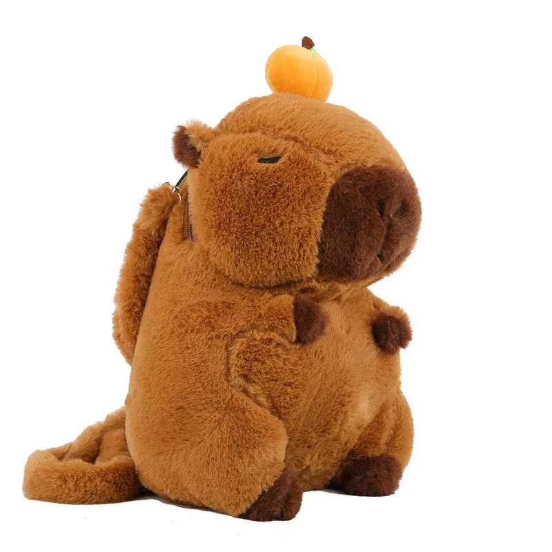 Plush Backpack Capybara Kawaii Fashion Plushie Doll Fur Bag Children's Shoulder Bag Mini Knapsack