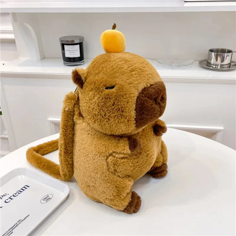 Plush Backpack Capybara Kawaii Fashion Plushie Doll Fur Bag Children's Shoulder Bag Mini Knapsack