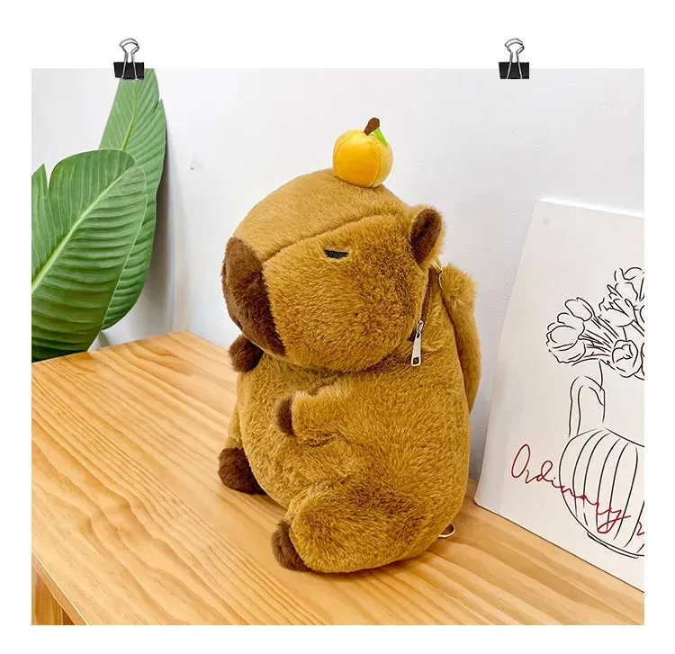 Plush Backpack Capybara Kawaii Fashion Plushie Doll Fur Bag Children's Shoulder Bag Mini Knapsack