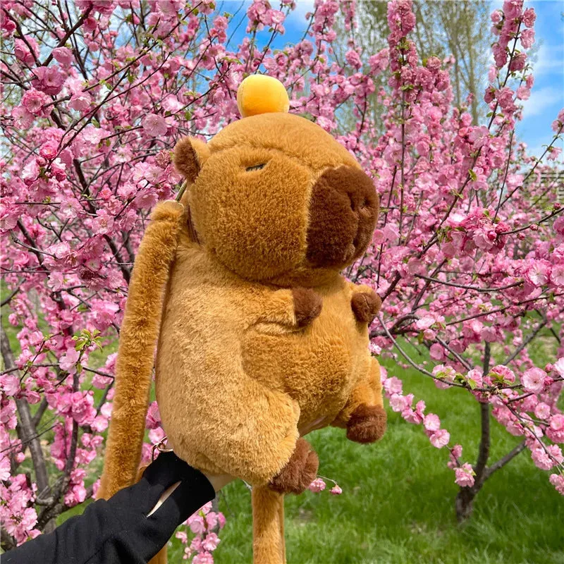 Plush Backpack Capybara Kawaii Fashion Plushie Doll Fur Bag Children's Shoulder Bag Mini Knapsack