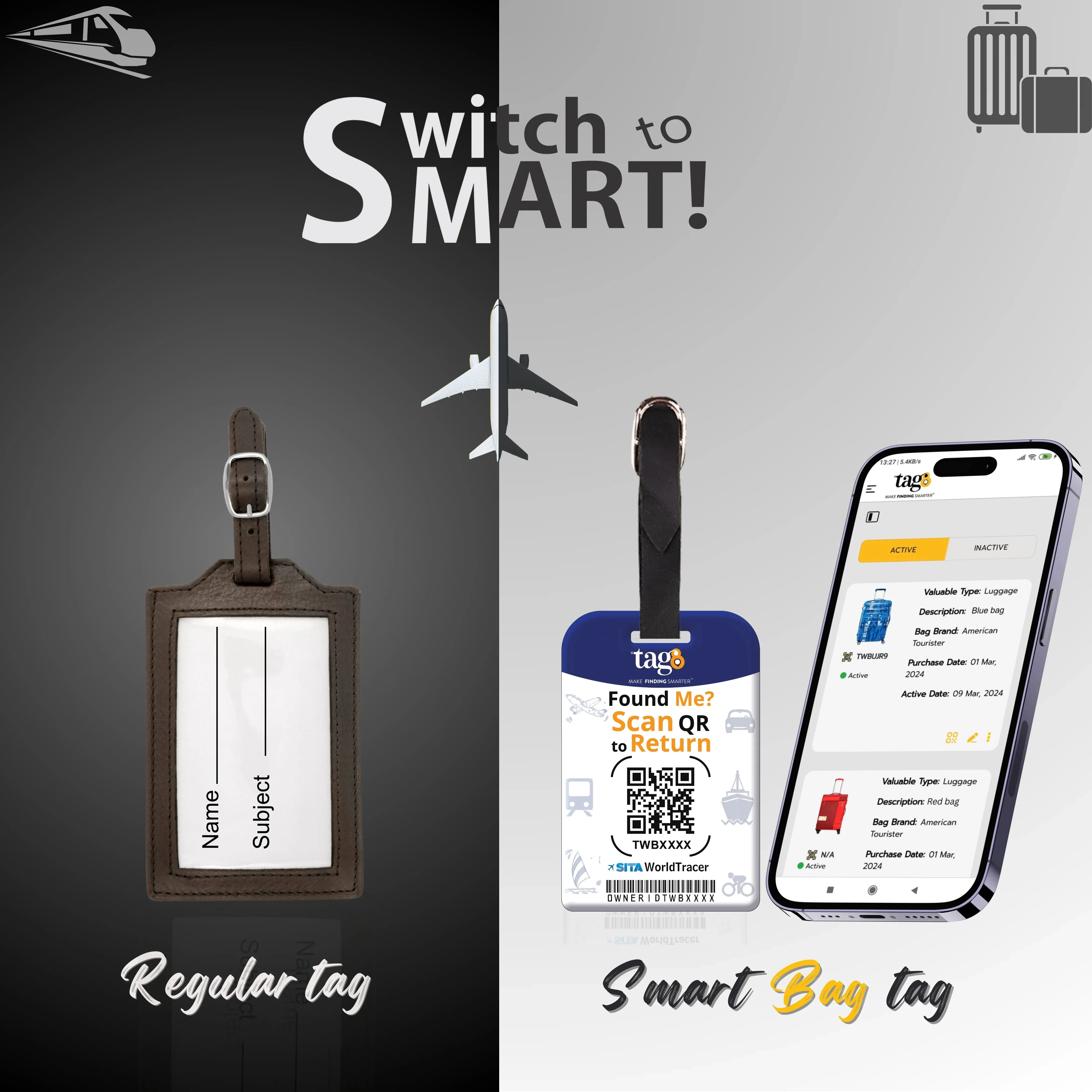 Smart Bag Security Tag - France Flag [Pack 2]