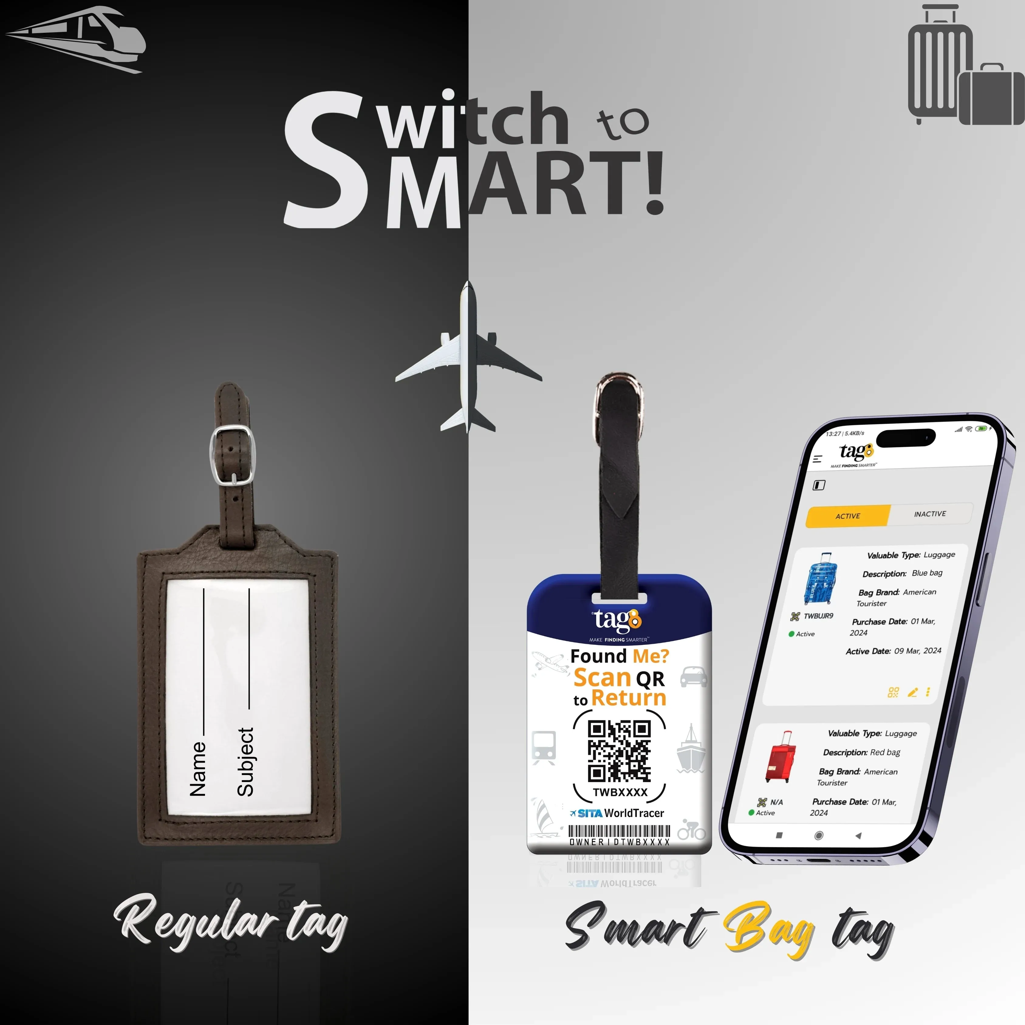 Smart Bag Security Tag - Great Britain Flag [Pack 2]