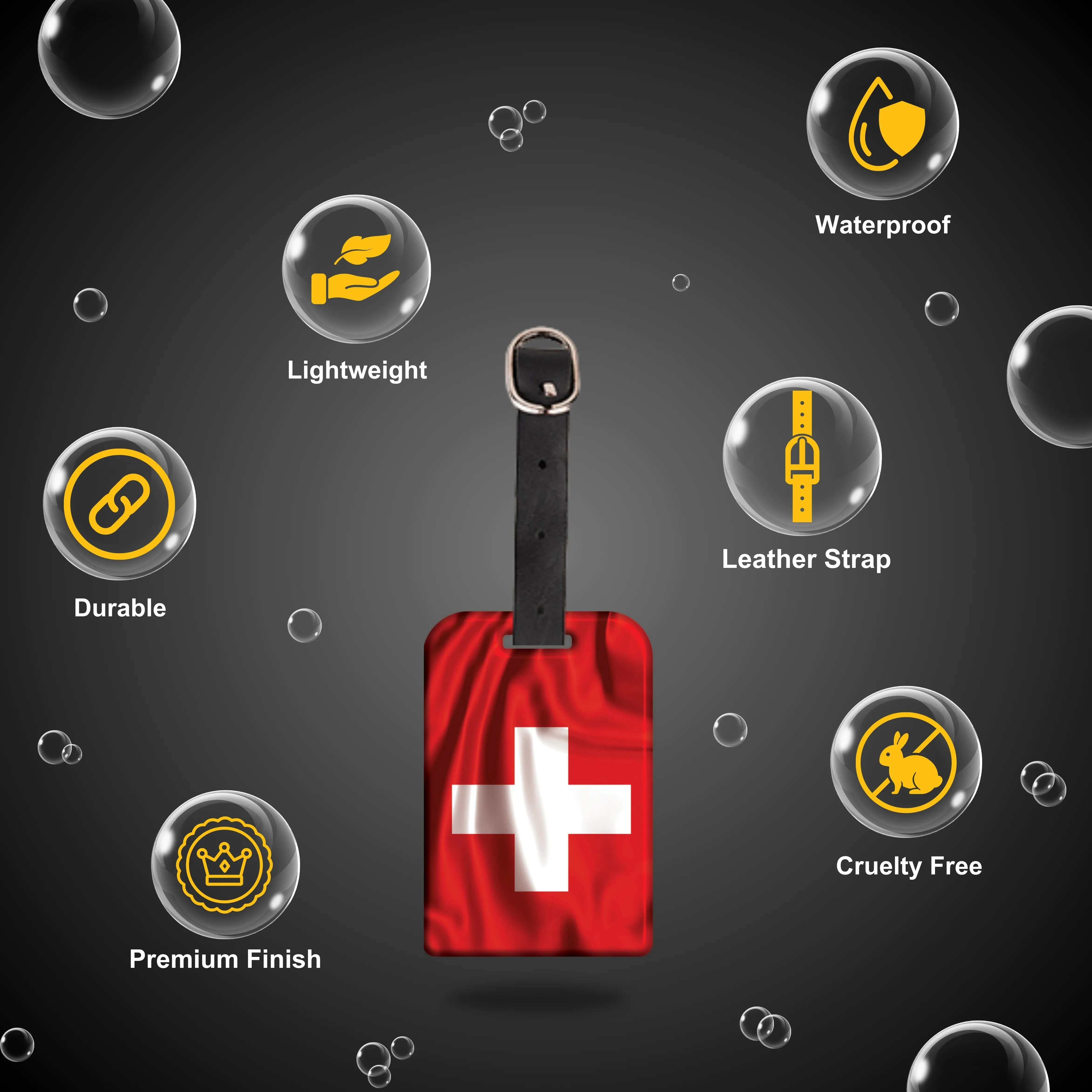 Smart Bag Security Tag - Swiss Flag [Pack 2]