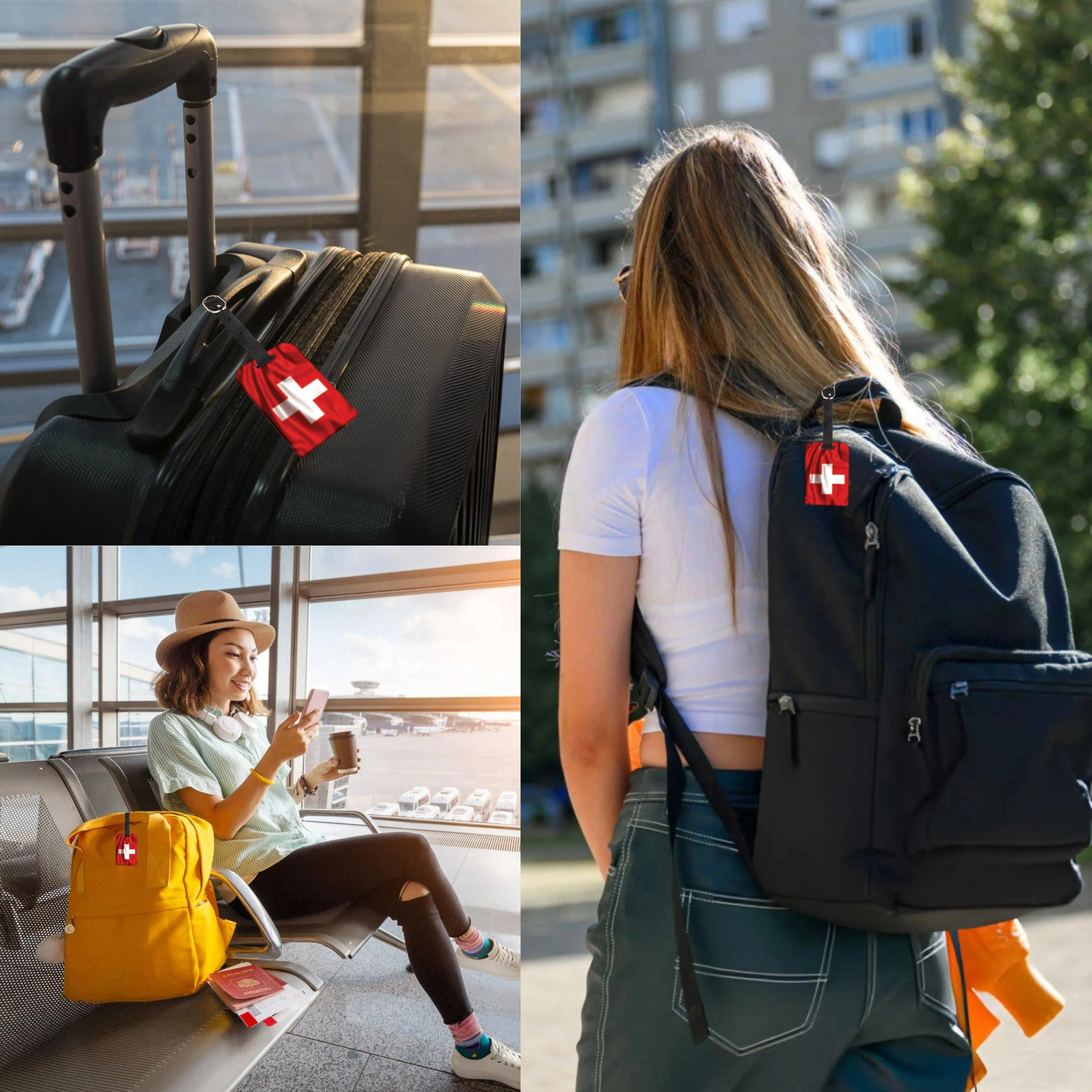 Smart Bag Security Tag - Swiss Flag [Pack 2]