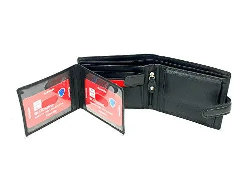STARHIDE Mens RFID Blocking Genuine Leather Twin ID Card and Coin Pocket Wallet 1213